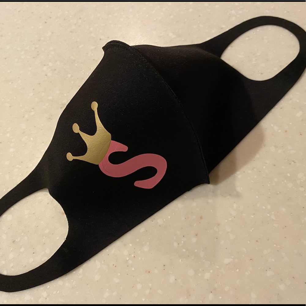 Face mask with any letter of the alphabet/ crown
